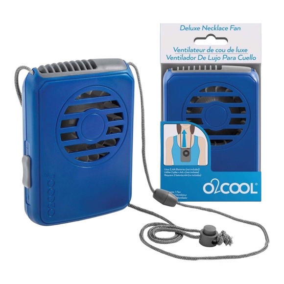 O2Cool Battery Powered Deluxe Necklace Fan in Blue - Picture 1 of 9